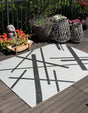 Black and White 2' x 3' 1 Outdoor Modern Rectangle Area Rug Weather Resistant for Patio, Deck, Terrace, Balcony, Porch 100% Polypropylene Modern Outside Carpet for Sale at Rug Engine