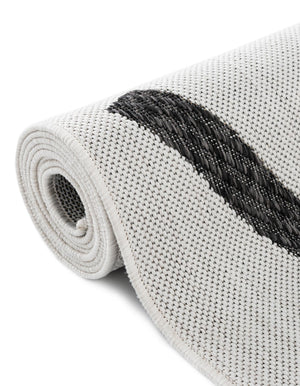 Black and White 4' 1 x 6' 1 Outdoor Modern Rectangle Area Rug Weather Resistant for Patio, Deck, Terrace, Balcony, Porch 100% Polypropylene Modern Outside Carpet for Sale at Rug Engine