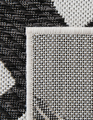 Black and White 2' x 6' 1 Outdoor Modern Runner Area Rug Weather Resistant for Patio, Deck, Terrace, Balcony, Porch 100% Polypropylene Modern Outside Carpet for Sale at Rug Engine