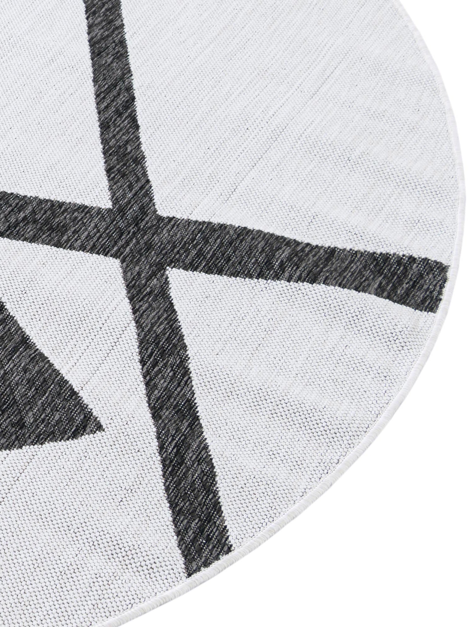 Black and White 3' 1 x 3' 1 Outdoor Modern Round Area Rug Weather Resistant for Patio, Deck, Terrace, Balcony, Porch 100% Polypropylene Modern Outside Carpet for Sale at Rug Engine