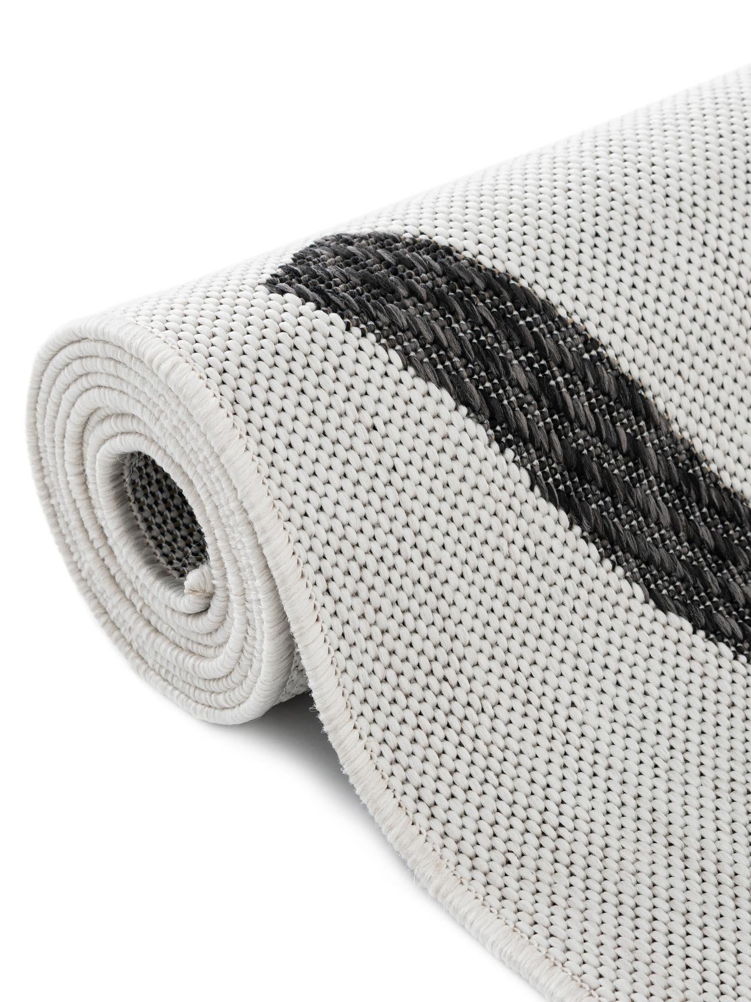 Black and White 4' 1 x 4' 1 Outdoor Modern Round Area Rug Weather Resistant for Patio, Deck, Terrace, Balcony, Porch 100% Polypropylene Modern Outside Carpet for Sale at Rug Engine