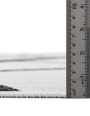 Black and White 10' x 10' Outdoor Modern Square Area Rug Weather Resistant for Patio, Deck, Terrace, Balcony, Porch 100% Polypropylene Modern Outside Carpet for Sale at Rug Engine
