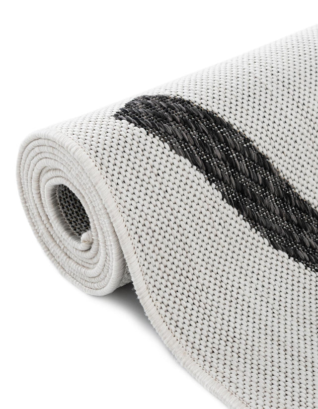 Black and White 10' x 10' Outdoor Modern Square Area Rug Weather Resistant for Patio, Deck, Terrace, Balcony, Porch 100% Polypropylene Modern Outside Carpet for Sale at Rug Engine