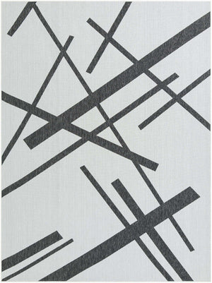 Black and White 9' x 12' Outdoor Modern Rectangle Area Rug Weather Resistant for Patio, Deck, Terrace, Balcony, Porch 100% Polypropylene Modern Outside Carpet for Sale at Rug Engine