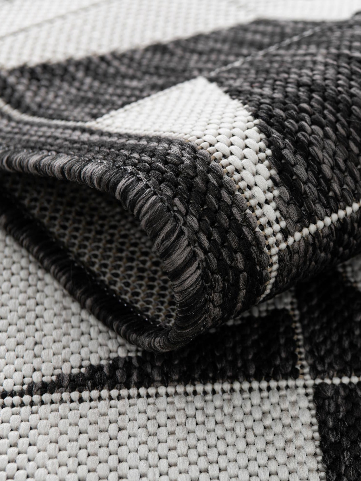 Black and White 9' x 12' Outdoor Modern Rectangle Area Rug Weather Resistant for Patio, Deck, Terrace, Balcony, Porch 100% Polypropylene Modern Outside Carpet for Sale at Rug Engine