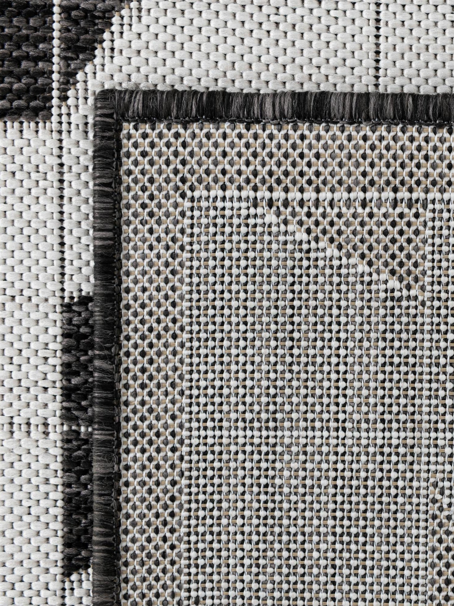 Black and White 5' 3 x 8' Outdoor Modern Rectangle Area Rug Weather Resistant for Patio, Deck, Terrace, Balcony, Porch 100% Polypropylene Modern Outside Carpet for Sale at Rug Engine