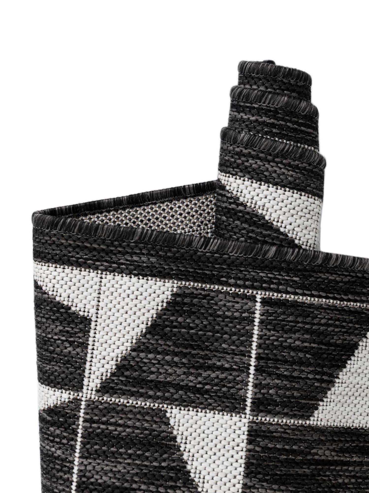 Black and White 7' 1 x 10' Outdoor Modern Rectangle Area Rug Weather Resistant for Patio, Deck, Terrace, Balcony, Porch 100% Polypropylene Modern Outside Carpet for Sale at Rug Engine