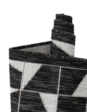 Black and White 9' x 12' Outdoor Modern Rectangle Area Rug Weather Resistant for Patio, Deck, Terrace, Balcony, Porch 100% Polypropylene Modern Outside Carpet for Sale at Rug Engine