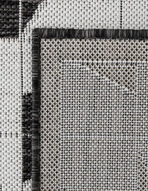 Black and White 6' 1 x 6' 1 Outdoor Modern Round Area Rug Weather Resistant for Patio, Deck, Terrace, Balcony, Porch 100% Polypropylene Modern Outside Carpet for Sale at Rug Engine