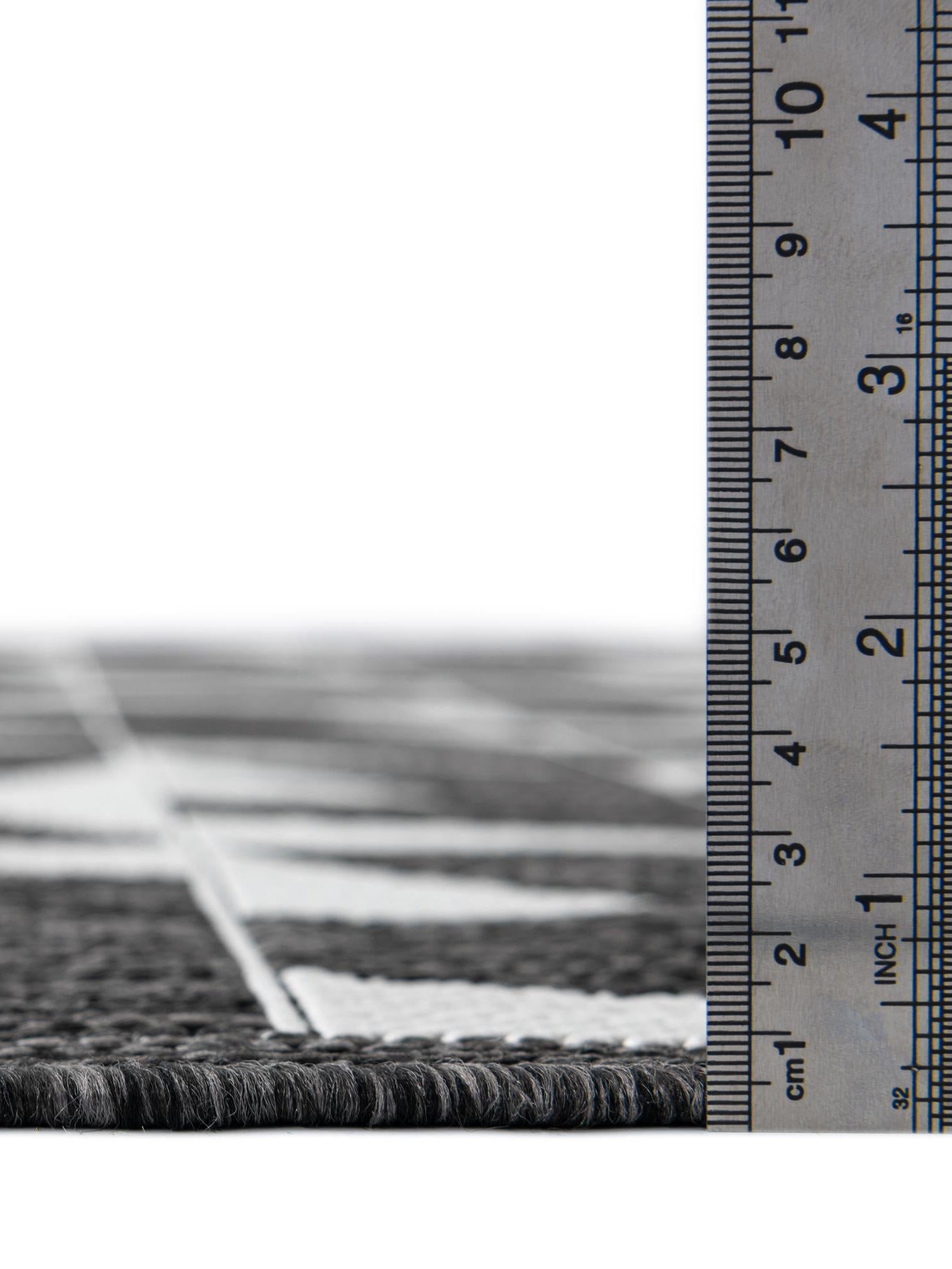 Black and White 2' 7 x 12' Outdoor Modern Runner Area Rug Weather Resistant for Patio, Deck, Terrace, Balcony, Porch 100% Polypropylene Modern Outside Carpet for Sale at Rug Engine