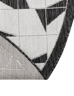 Black and White 12' x 12' Outdoor Modern Round Area Rug Weather Resistant for Patio, Deck, Terrace, Balcony, Porch 100% Polypropylene Modern Outside Carpet for Sale at Rug Engine