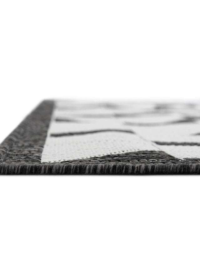 Black and White 12' x 12' Outdoor Modern Square Area Rug Weather Resistant for Patio, Deck, Terrace, Balcony, Porch 100% Polypropylene Modern Outside Carpet for Sale at Rug Engine
