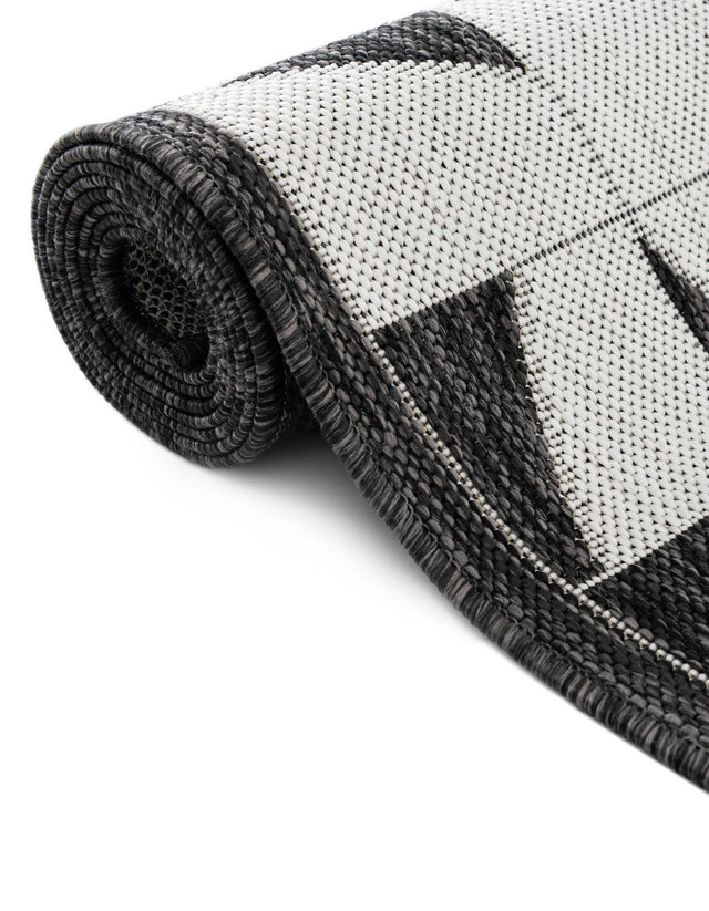 Black and White 12' x 12' Outdoor Modern Square Area Rug Weather Resistant for Patio, Deck, Terrace, Balcony, Porch 100% Polypropylene Modern Outside Carpet for Sale at Rug Engine