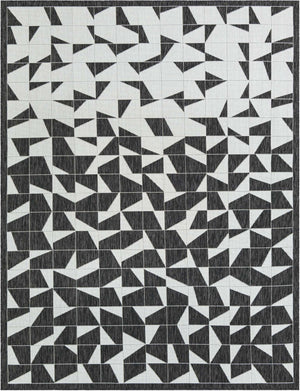 Black and White 7' 10 x 10' Outdoor Modern Rectangle Area Rug Weather Resistant for Patio, Deck, Terrace, Balcony, Porch 100% Polypropylene Modern Outside Carpet for Sale at Rug Engine