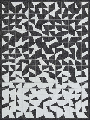 Black and White 9' x 12' Outdoor Modern Rectangle Area Rug Weather Resistant for Patio, Deck, Terrace, Balcony, Porch 100% Polypropylene Modern Outside Carpet for Sale at Rug Engine