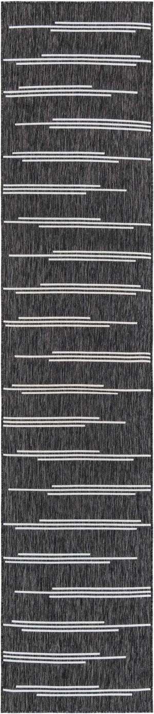 Black and White 2' 7 x 12' Outdoor Modern Runner Area Rug Weather Resistant for Patio, Deck, Terrace, Balcony, Porch 100% Polypropylene Modern Outside Carpet for Sale at Rug Engine