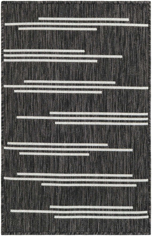 Black and White 2' x 3' 1 Outdoor Modern Rectangle Area Rug Weather Resistant for Patio, Deck, Terrace, Balcony, Porch 100% Polypropylene Modern Outside Carpet for Sale at Rug Engine