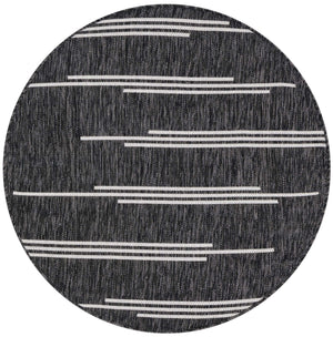 Black and White 3' 1 x 3' 1 Outdoor Modern Round Area Rug Weather Resistant for Patio, Deck, Terrace, Balcony, Porch 100% Polypropylene Modern Outside Carpet for Sale at Rug Engine