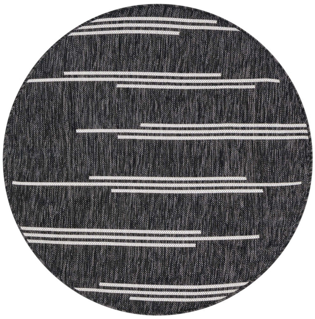 Black and White 3' 1 x 3' 1 Outdoor Modern Round Area Rug Weather Resistant for Patio, Deck, Terrace, Balcony, Porch 100% Polypropylene Modern Outside Carpet for Sale at Rug Engine