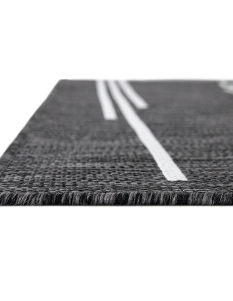Black and White 7' 1 x 10' Outdoor Modern Rectangle Area Rug Weather Resistant for Patio, Deck, Terrace, Balcony, Porch 100% Polypropylene Modern Outside Carpet for Sale at Rug Engine