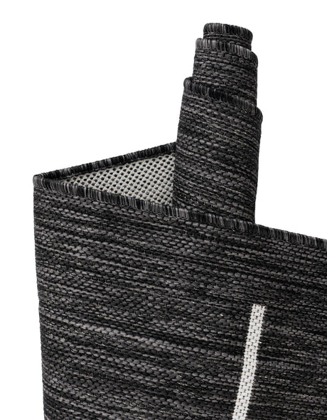 Black and White 7' 1 x 10' Outdoor Modern Rectangle Area Rug Weather Resistant for Patio, Deck, Terrace, Balcony, Porch 100% Polypropylene Modern Outside Carpet for Sale at Rug Engine
