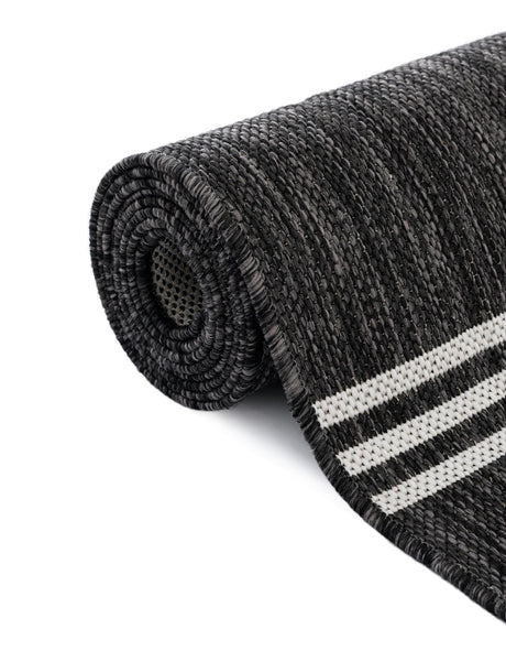Black and White 7' 1 x 10' Outdoor Modern Rectangle Area Rug Weather Resistant for Patio, Deck, Terrace, Balcony, Porch 100% Polypropylene Modern Outside Carpet for Sale at Rug Engine