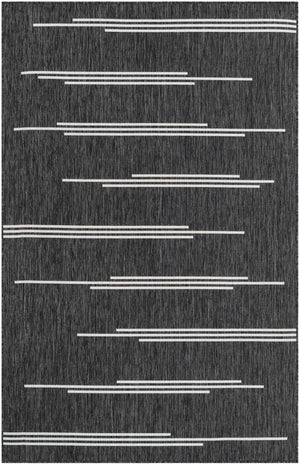 Black and White 5' 3 x 8' Outdoor Modern Rectangle Area Rug Weather Resistant for Patio, Deck, Terrace, Balcony, Porch 100% Polypropylene Modern Outside Carpet for Sale at Rug Engine