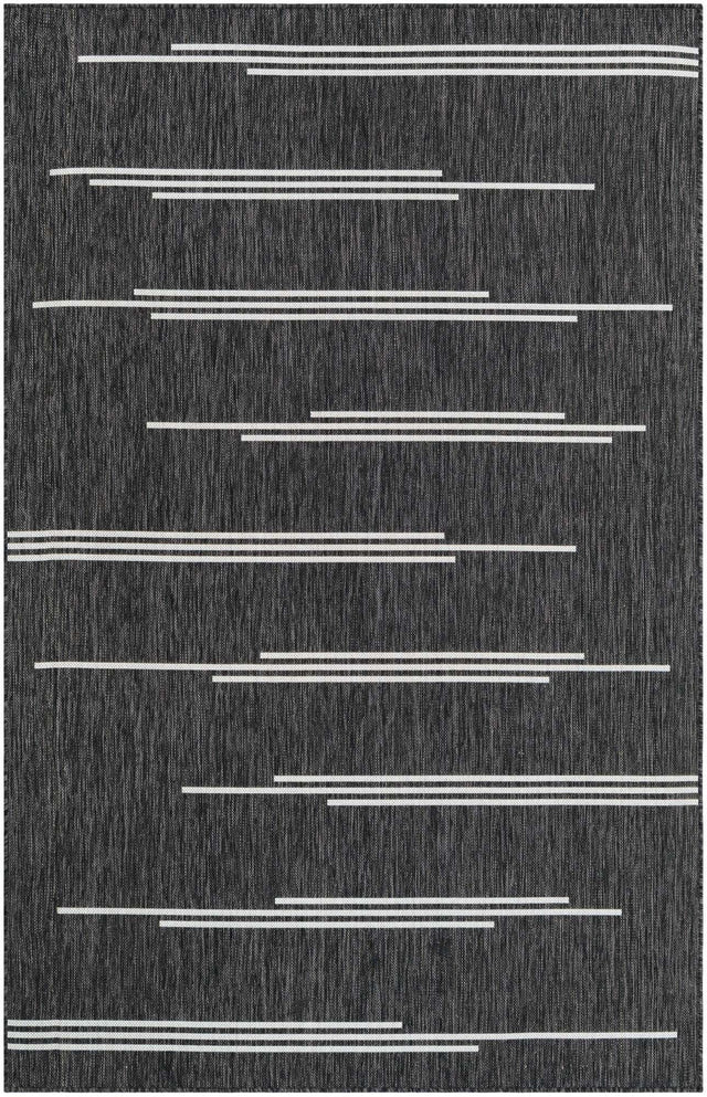 Black and White 5' 3 x 8' Outdoor Modern Rectangle Area Rug Weather Resistant for Patio, Deck, Terrace, Balcony, Porch 100% Polypropylene Modern Outside Carpet for Sale at Rug Engine