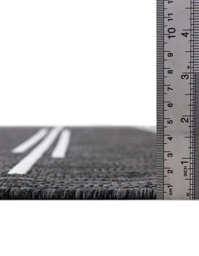Black and White 2' x 5' 3 Outdoor Modern Runner Area Rug Weather Resistant for Patio, Deck, Terrace, Balcony, Porch 100% Polypropylene Modern Outside Carpet for Sale at Rug Engine