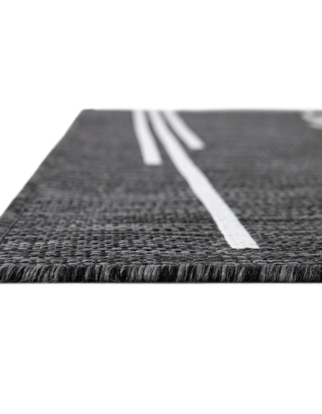 Black and White 2' x 5' 3 Outdoor Modern Runner Area Rug Weather Resistant for Patio, Deck, Terrace, Balcony, Porch 100% Polypropylene Modern Outside Carpet for Sale at Rug Engine