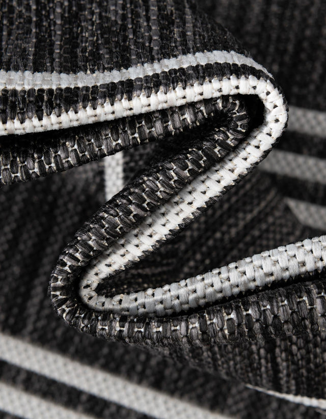 Black and White 2' x 5' 3 Outdoor Modern Runner Area Rug Weather Resistant for Patio, Deck, Terrace, Balcony, Porch 100% Polypropylene Modern Outside Carpet for Sale at Rug Engine