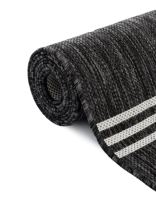 Black and White 2' x 5' 3 Outdoor Modern Runner Area Rug Weather Resistant for Patio, Deck, Terrace, Balcony, Porch 100% Polypropylene Modern Outside Carpet for Sale at Rug Engine