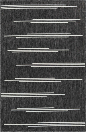 Black and White 6' 1 x 9' Outdoor Modern Rectangle Area Rug Weather Resistant for Patio, Deck, Terrace, Balcony, Porch 100% Polypropylene Modern Outside Carpet for Sale at Rug Engine
