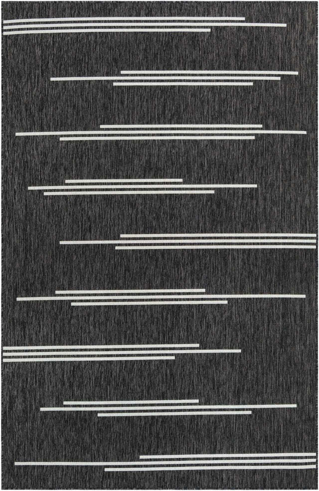 Black and White 6' 1 x 9' Outdoor Modern Rectangle Area Rug Weather Resistant for Patio, Deck, Terrace, Balcony, Porch 100% Polypropylene Modern Outside Carpet for Sale at Rug Engine