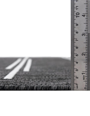 Black and White 4' 1 x 4' 1 Outdoor Modern Round Area Rug Weather Resistant for Patio, Deck, Terrace, Balcony, Porch 100% Polypropylene Modern Outside Carpet for Sale at Rug Engine