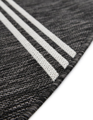 Black and White 6' 1 x 6' 1 Outdoor Modern Round Area Rug Weather Resistant for Patio, Deck, Terrace, Balcony, Porch 100% Polypropylene Modern Outside Carpet for Sale at Rug Engine