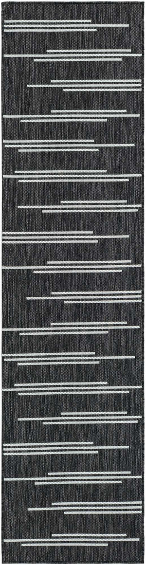 Black and White 2' x 8' Outdoor Modern Runner Area Rug Weather Resistant for Patio, Deck, Terrace, Balcony, Porch 100% Polypropylene Modern Outside Carpet for Sale at Rug Engine