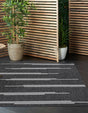 Black and White 7' 10 x 7' 10 Outdoor Modern Square Area Rug Weather Resistant for Patio, Deck, Terrace, Balcony, Porch 100% Polypropylene Modern Outside Carpet for Sale at Rug Engine