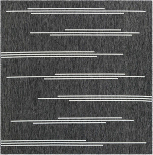 Black and White 7' 10 x 7' 10 Outdoor Modern Square Area Rug Weather Resistant for Patio, Deck, Terrace, Balcony, Porch 100% Polypropylene Modern Outside Carpet for Sale at Rug Engine