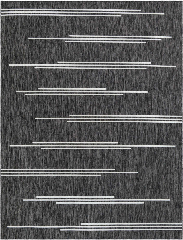 Black and White 8' x 10' Outdoor Modern Rectangle Rug
