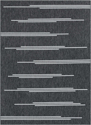 Black and White 9' x 12' Outdoor Modern Rectangle Rug