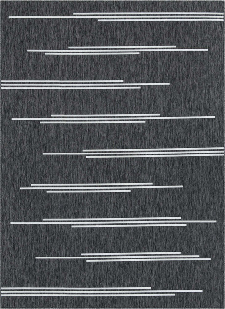Black and White 9' x 12' Outdoor Modern Rectangle Rug