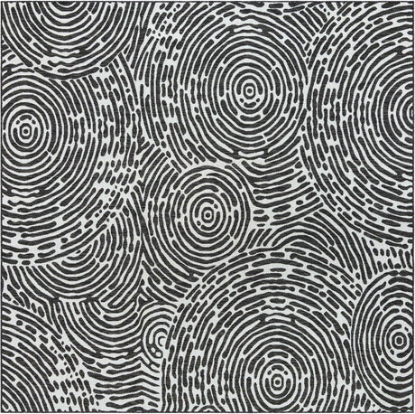 Black and White 10' x 10' Outdoor Modern Square Area Rug Weather Resistant for Patio, Deck, Terrace, Balcony, Porch 100% Polypropylene Modern Outside Carpet for Sale at Rug Engine