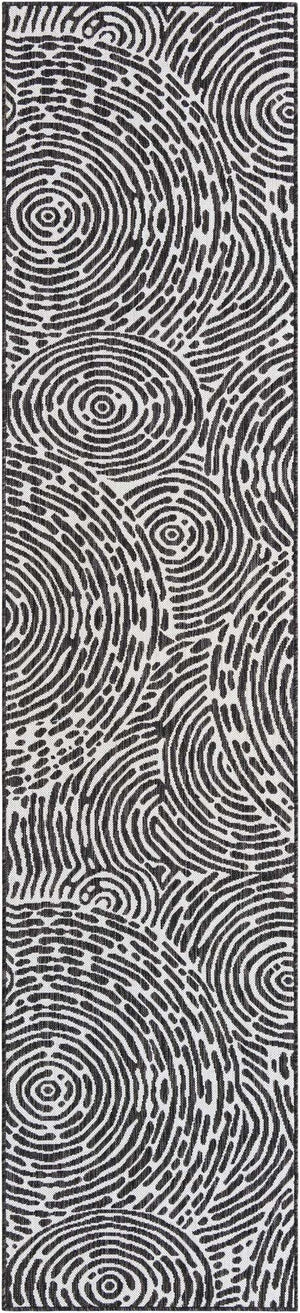 Black and White 2' 7 x 12' Outdoor Modern Runner Area Rug Weather Resistant for Patio, Deck, Terrace, Balcony, Porch 100% Polypropylene Modern Outside Carpet for Sale at Rug Engine