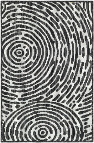 Black and White 2' x 3' 1 Outdoor Modern Rectangle Area Rug Weather Resistant for Patio, Deck, Terrace, Balcony, Porch 100% Polypropylene Modern Outside Carpet for Sale at Rug Engine