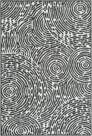 Black and White 4' 1 x 6' 1 Outdoor Modern Rectangle Area Rug Weather Resistant for Patio, Deck, Terrace, Balcony, Porch 100% Polypropylene Modern Outside Carpet for Sale at Rug Engine