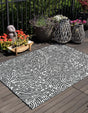 Black and White 7' 10 x 10' Outdoor Modern Rectangle Area Rug Weather Resistant for Patio, Deck, Terrace, Balcony, Porch 100% Polypropylene Modern Outside Carpet for Sale at Rug Engine