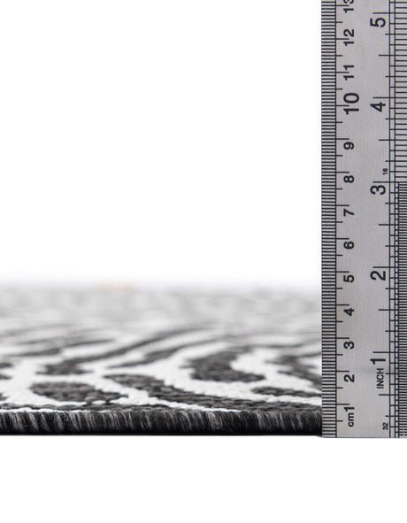 Black and White 6' 1 x 9' Outdoor Modern Rectangle Area Rug Weather Resistant for Patio, Deck, Terrace, Balcony, Porch 100% Polypropylene Modern Outside Carpet for Sale at Rug Engine