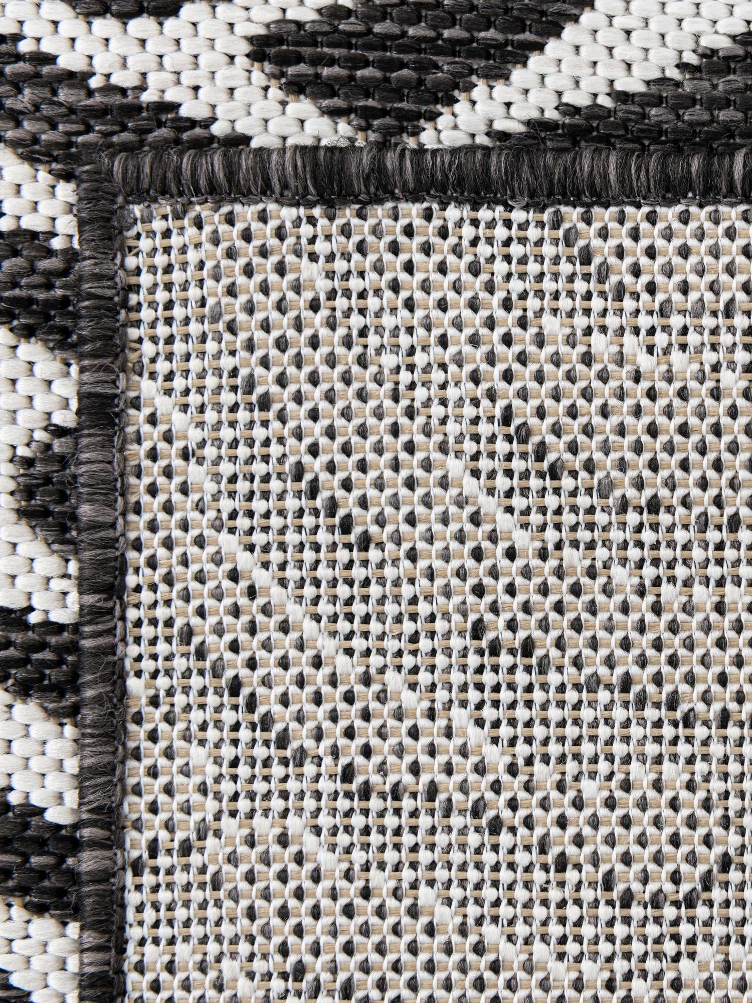 Black and White 9' x 12' Outdoor Modern Rectangle Area Rug Weather Resistant for Patio, Deck, Terrace, Balcony, Porch 100% Polypropylene Modern Outside Carpet for Sale at Rug Engine