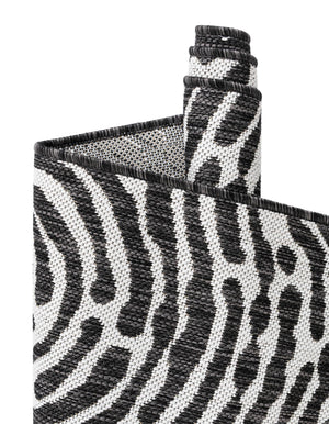Black and White 7' 1 x 10' Outdoor Modern Rectangle Area Rug Weather Resistant for Patio, Deck, Terrace, Balcony, Porch 100% Polypropylene Modern Outside Carpet for Sale at Rug Engine